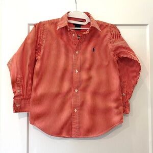 Ralph Lauren Kids Red Striped Button Down 100% cotton Shirt 7